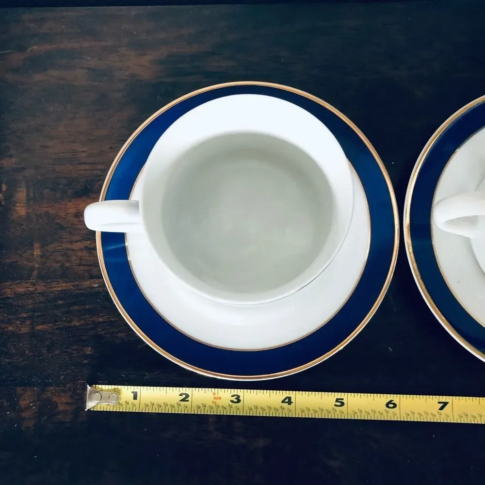 Crate & Barrel 4-pc Coffee Tea Cups Plates Set